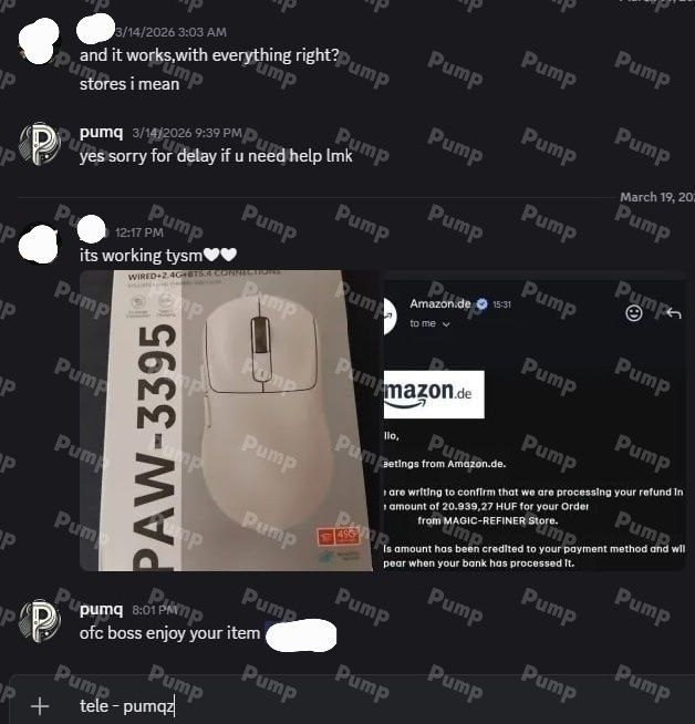 Shared screenshot of a conversation and order item